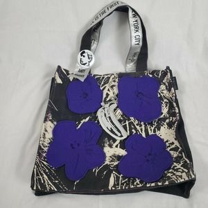 Andy Warhol Tote Bag Purple Pansies NYC Spring Loop Art - deep tote only used x1